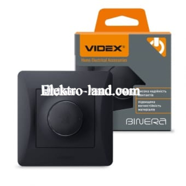 Диммер (регулятор яркости) 600w черный графит Videx Binera 
